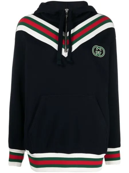 Худи с отделкой Web Gucci, синий