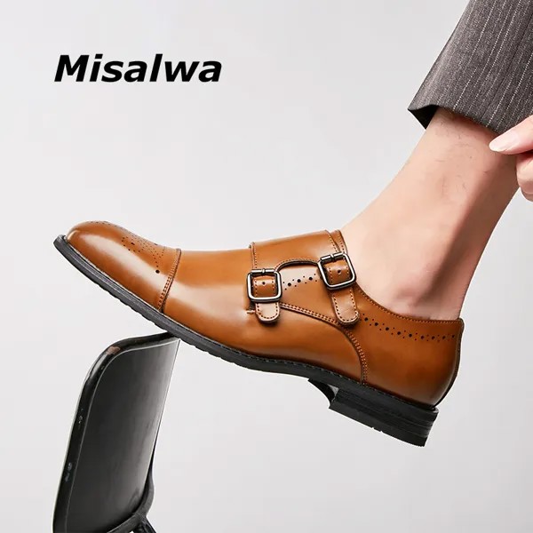Туфли Misalwa мужские классические, Роскошные, натуральная кожа, оксфорды, броги, итальянские, на ремешке, с закрытым носком, для джентльменов, с...