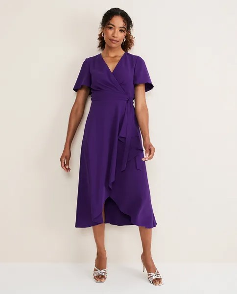 Вечернее платье миди с рюшами Phase Eight, фиолетовый