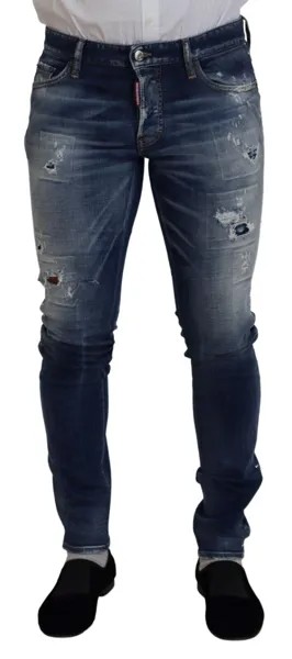 Джинсы DSQUARED2 Синие рваные джинсы скинни из потертого хлопка IT48/W34/M Рекомендуемая розничная цена 880 долларов США