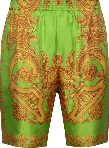 Шорты Versace Barocco 660 Silk Shorts 'Lime/Gold', зеленый