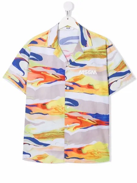MSGM Kids рубашка с короткими рукавами и камуфляжным принтом