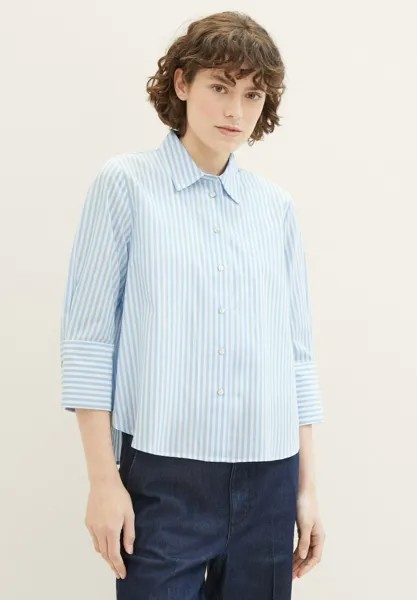 Блузка-рубашка TOM TAILOR, цвет blue white vertical stripe