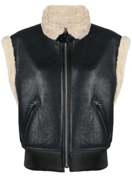 ISABEL MARANT жилет Aviel с отделкой из овчины, черный