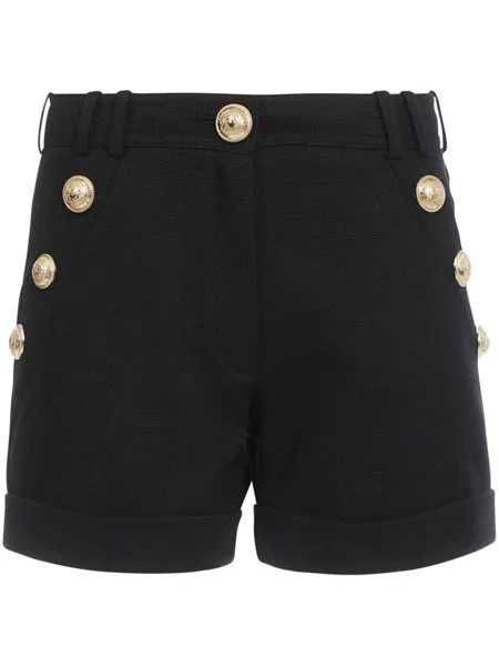 Balmain короткие шорты из ткани пике, черный