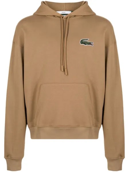 Lacoste худи из органического хлопка с логотипом, коричневый