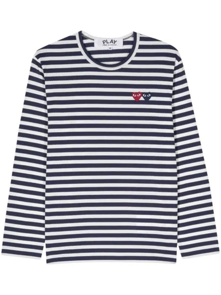 Comme Des Garçons Play полосатая футболка с нашивкой, синий