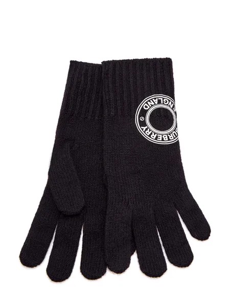 Кашемировые перчатки с контрастным макро-логотипом