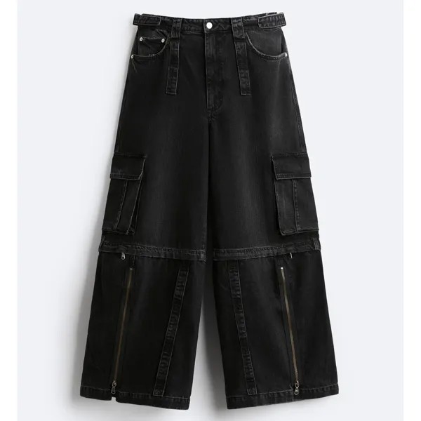 Джинсы Zara Detachable Cargo, темно-серый