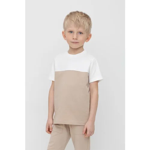 Футболка crockid, размер 56/98, белый, бежевый