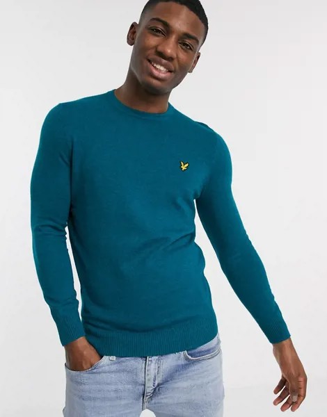 Джемпер из хлопка и мериносовой шерсти с круглым вырезом Lyle & Scott-Синий