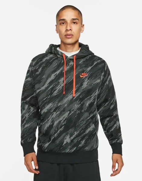 Черная флисовая худи с камуфляжным принтом Nike Sport Essentials