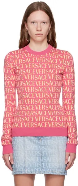 Розовый жаккардовый свитер Fuxia Versace