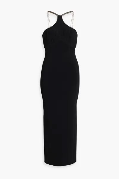 Платье макси с декорированной повязкой Hervé Léger, черный