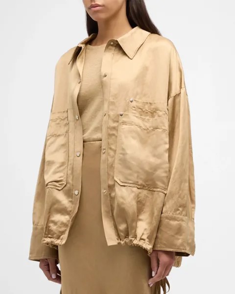 Объемная блестящая куртка с напуском Coolness DOROTHEE SCHUMACHER, цвет Warm Beige