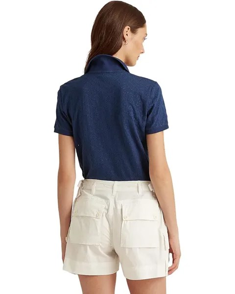 Поло LAUREN Ralph Lauren Eyelet Jersey Polo Shirt, цвет Indigo Sail