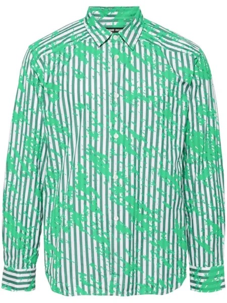 Comme des Garçons Homme Deux полосатая рубашка с эффектом разбрызганной краски, зеленый