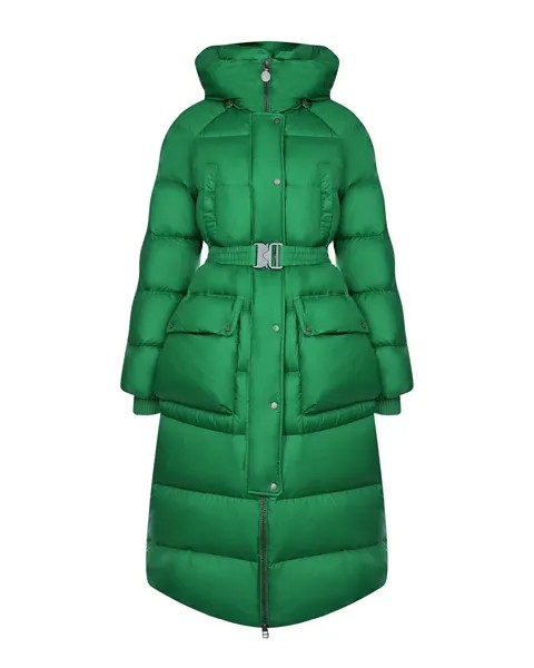 Зеленое пальто-пуховик с капюшоном Naumi