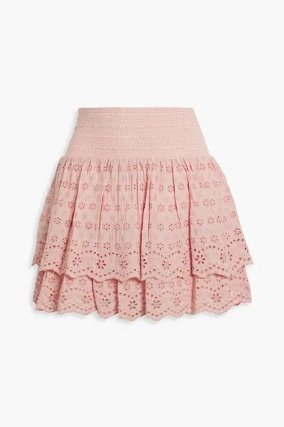 Ярусная мини-юбка Bethie из английской вышивки ALICE + OLIVIA, розовый