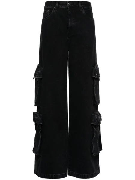 AMIRI широкие джинсы с монограммой, черный