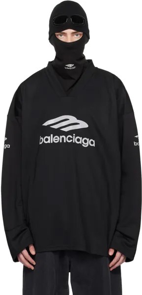 Черная футболка с длинным рукавом 3B Sports Icon Ski Balenciaga