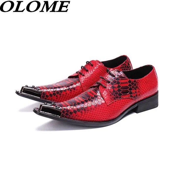 Классические итальянские туфли Zapatilla Hombre, лакированная змеиная кожа, оксфорды, красные классические свадебные туфли для мужчин, стальной но...