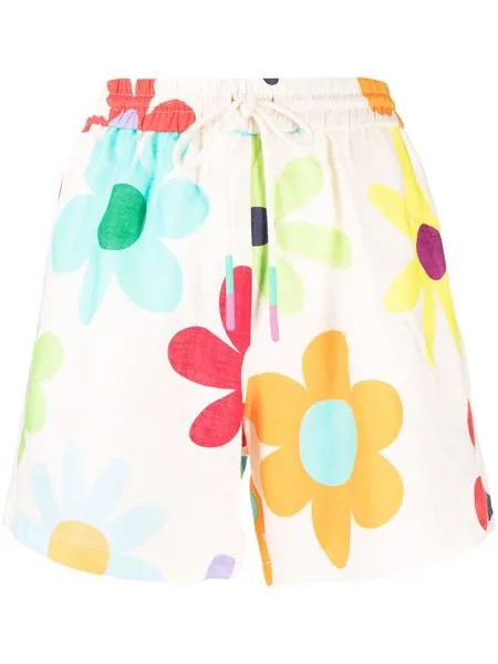 Mira Mikati льняные шорты с цветочным принтом