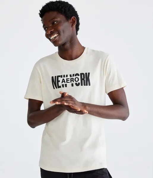 Футболка с графическим логотипом Aero New York Box и аппликацией Aeropostale, бежевый