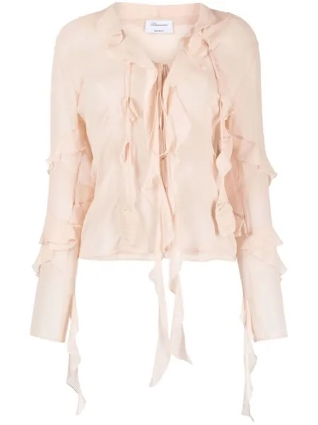 Blumarine шуба из овчины с заостренным воротником, розовый