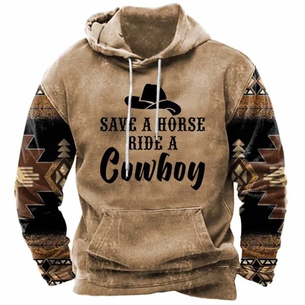 Мужская толстовка с принтом в стиле вестерн Save A Horse Ride A Cowboy