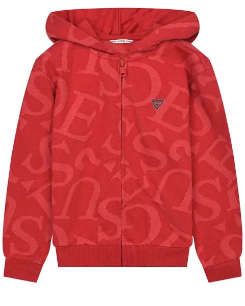 Красная спортивная куртка со сплошным лого Guess детская