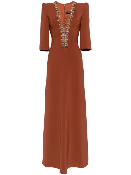 Jenny Packham платье Rive Gauche с кристаллами, коричневый