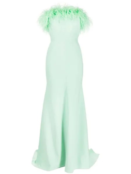 Вечернее платье Mabel с перьями Jenny Packham, зеленый