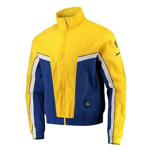 Куртка Nike NBA Golden State Warriors Athleisure Casual Sports Jacket Yellow Blue Colorblock, синий