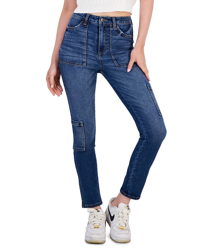 Узкие джинсы скинни для подростков с накладными карманами Celebrity Pink, синий