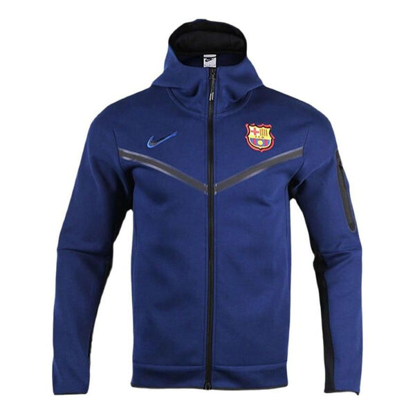 Куртка Nike Barcelona Tech Fleece Athleisure Casual Sports Hooded Jacket Navy Blue, синий