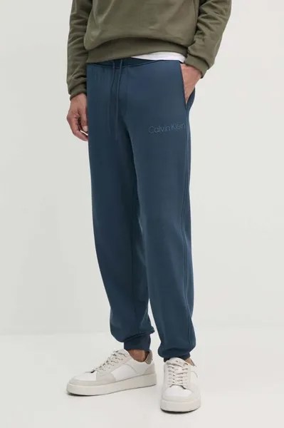 Хлопковые спортивные штаны Calvin Klein Jeans, темно-синий