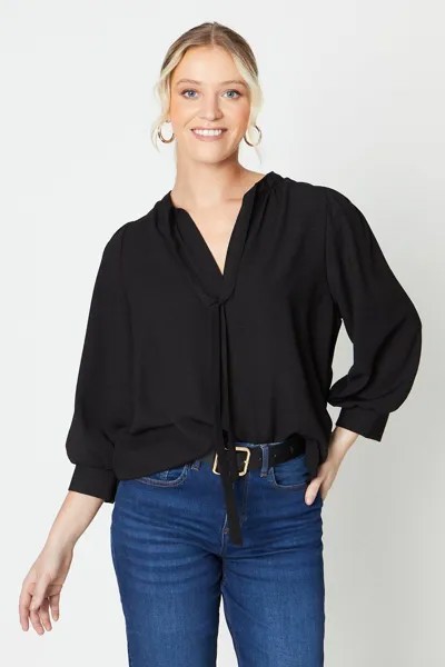 Рубашка с завязками на шее Dorothy Perkins, черный