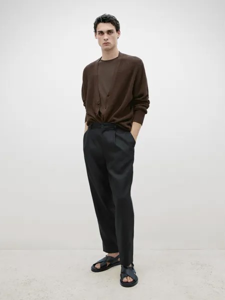 Вязаный кардиган на пуговицах Massimo Dutti, коричневый