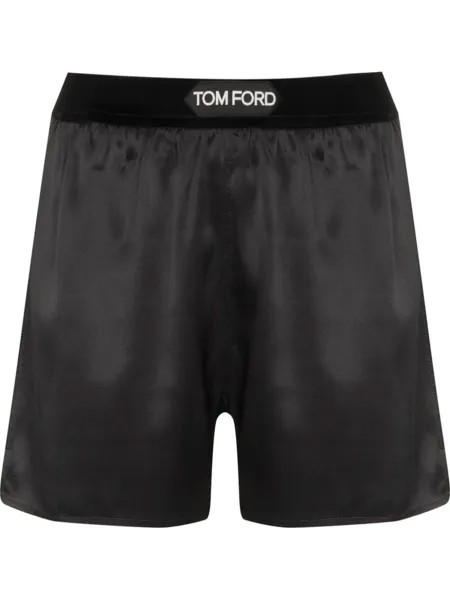 TOM FORD шелковые шорты с логотипом, черный