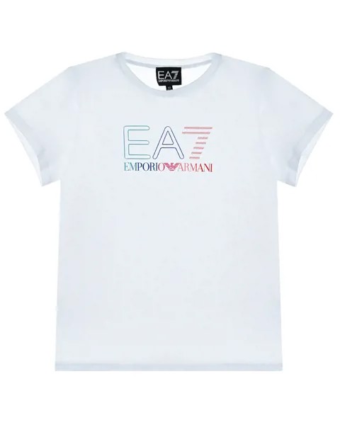 Белая футболка с разноцветным лого Emporio Armani детская