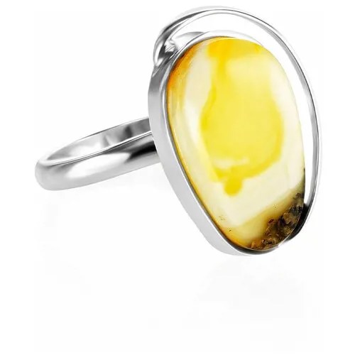 Amberholl Элегантное серебряное кольцо с натуральным янтарём медового цвета «Лагуна»