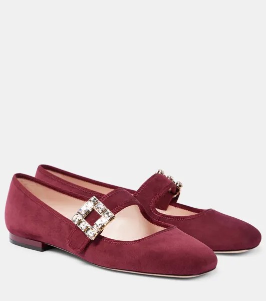 Замшевые балетки Très Vivier Babies Mary Jane Roger Vivier, цвет bordeaux