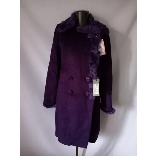 Пальто  демисезонное, шерсть, размер 42/170, фиолетовый