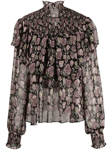 Cinq A Sept блузка Drew с оборками и цветочным принтом