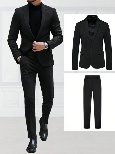 Мужской однобортный пиджак и брюки Mode Manfinity, черный