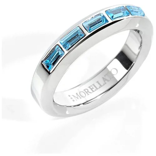 Кольцо Morellato, нержавеющая сталь, кристалл, размер 17.2, голубой