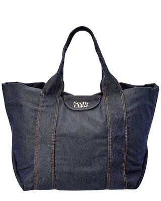 Женская сумка-тоут See By Chloé Laetizia, синяя из ткани и кожи