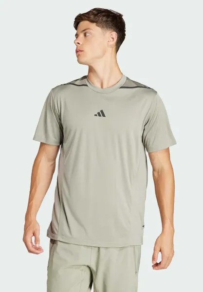 Спортивная футболка Designed For Strong Workout Adidas, цвет silver pebble black