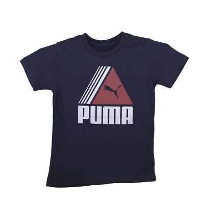 Футболка с круглым вырезом и короткими рукавами Puma с трафаретным принтом для мальчиков, размер 4, повседневные топы